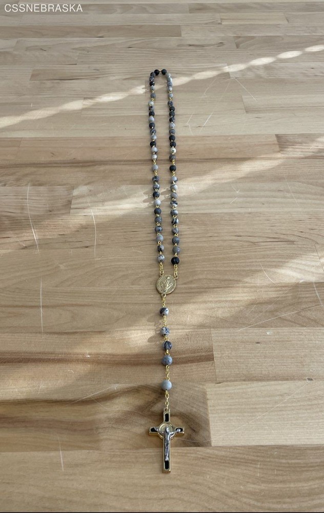 Rosary with black /grey stone
