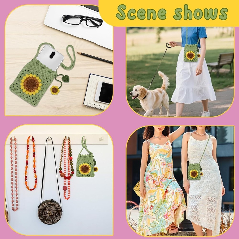 Beginner Crochet Kit for Stunning Sunflower Phone Bag - Includes Tutorials