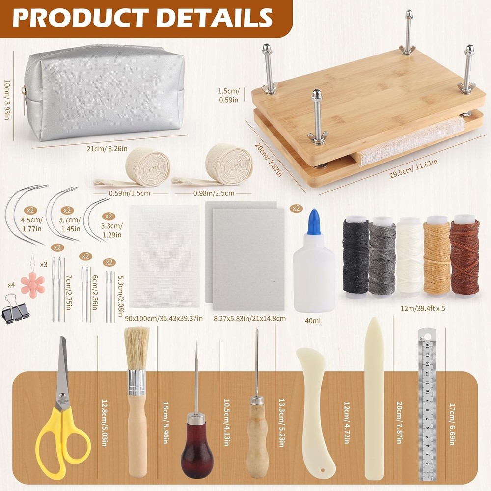 Complete Book Binding Kit with Press, Tools and Storage Bag for Beginners