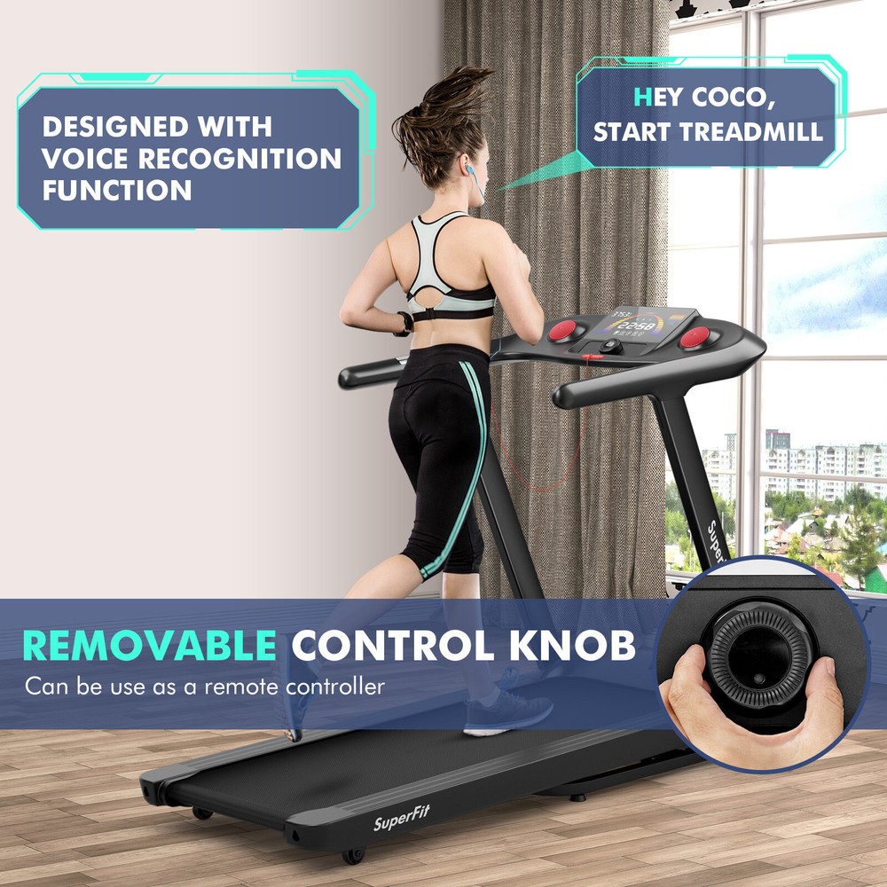4.75HP Adjustable Treadmill w/ Programs Touch Screen Voice/APP/Remote Control