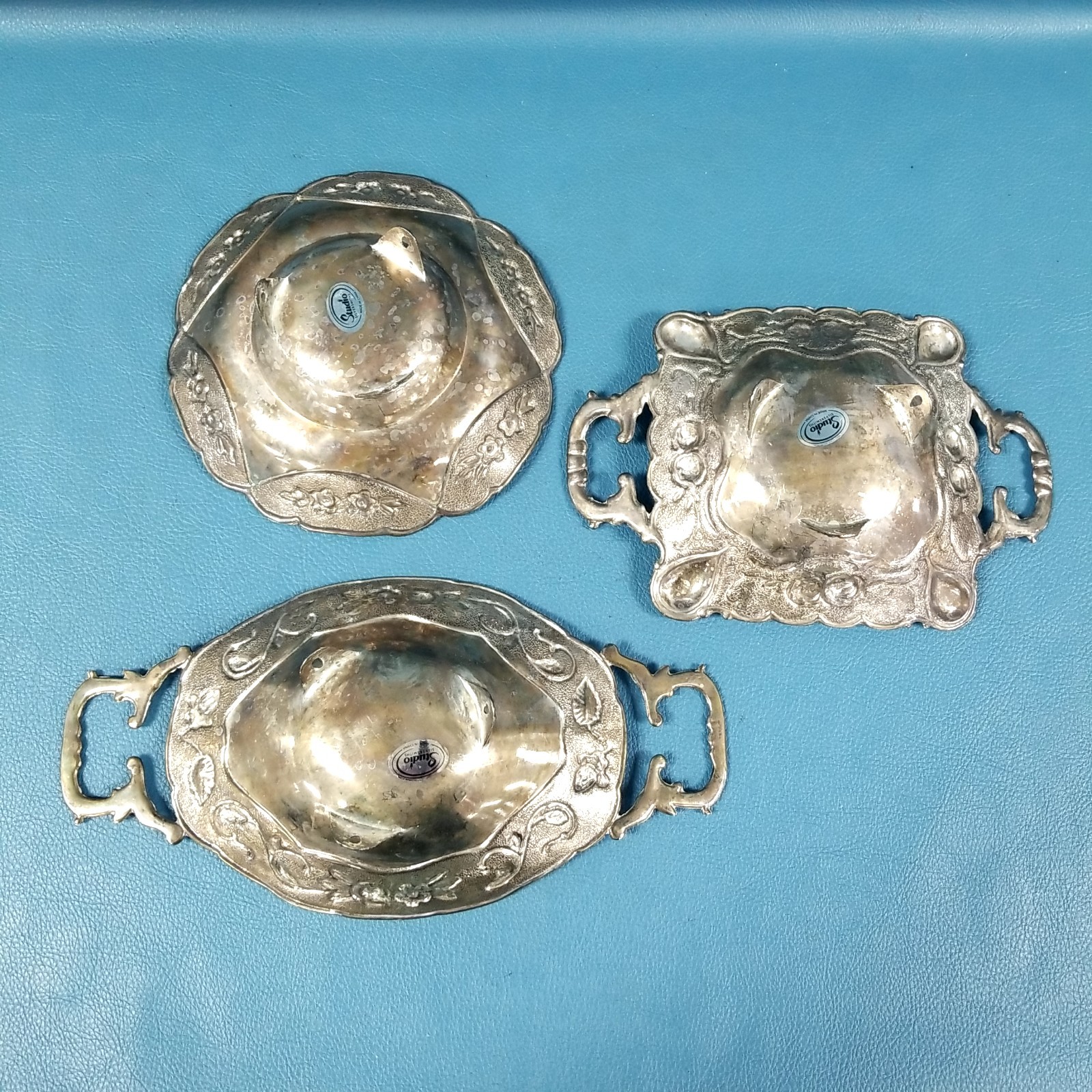 3pc Set of Vintage Studio Silversmiths Silver Plated Trinket Serving Dishes
