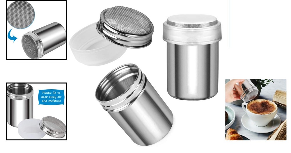 Rust-Proof Sugar Duster Set with Dust-Proof Lid - Essential Kitchen Accessory