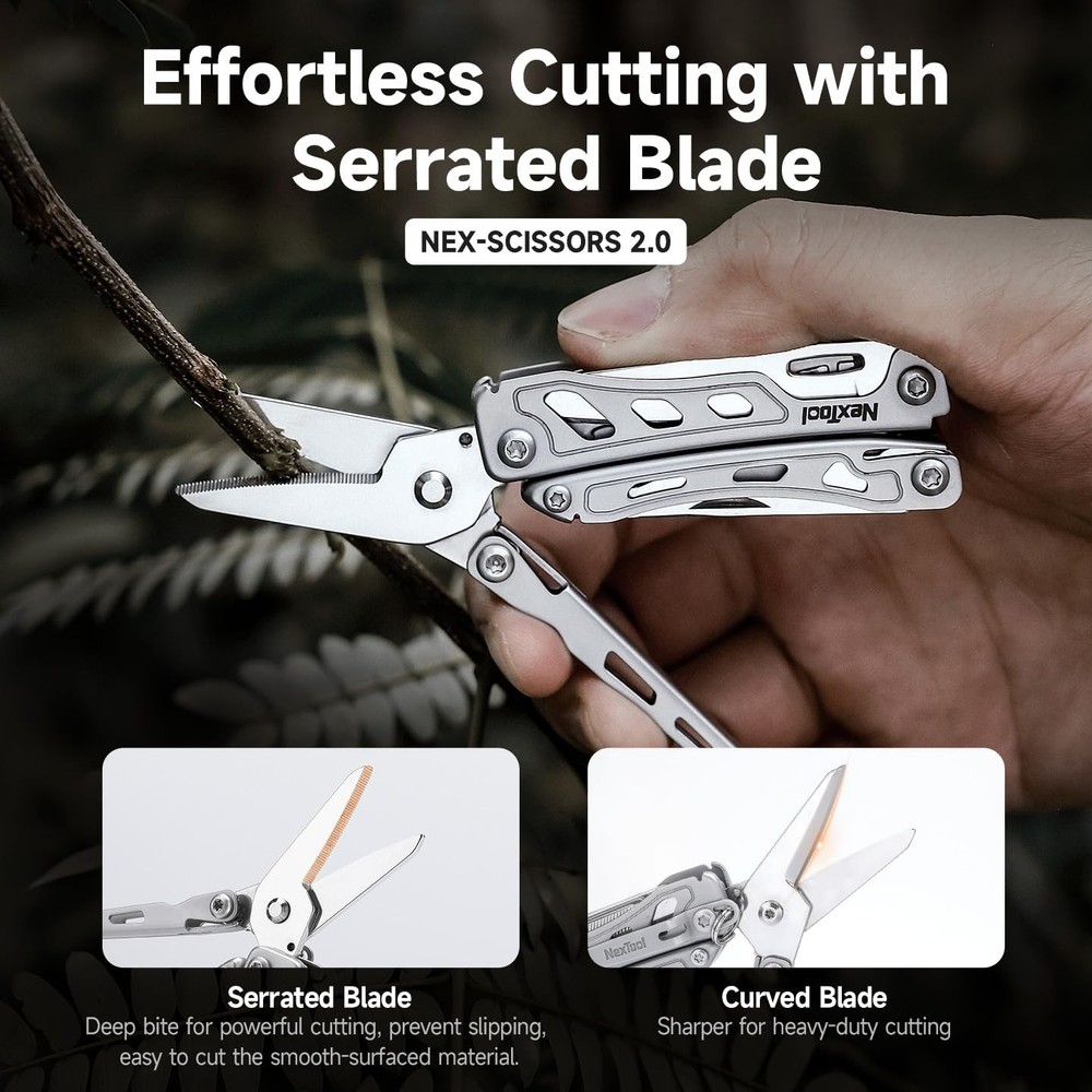NexTool F12 Mini Multitool, 13-in-1 Keychain Multitool with Serrated Scissors, F