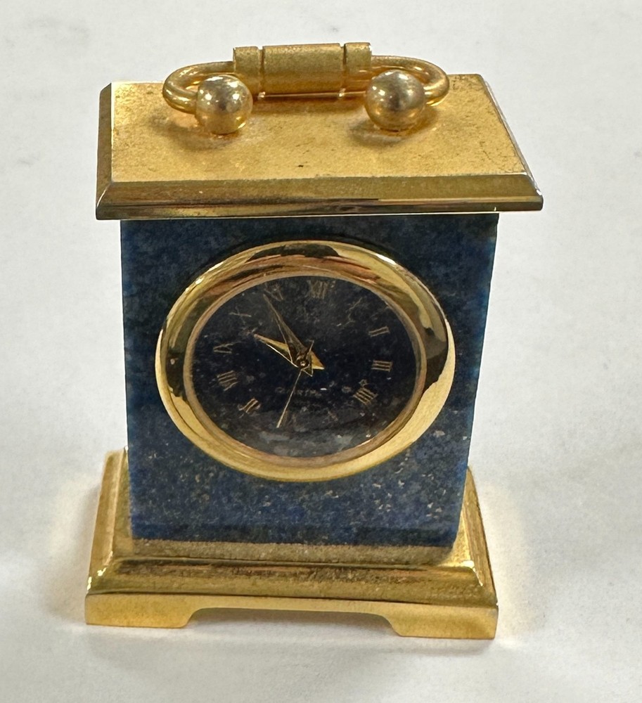 Vintage Miniature Lapis Clock 2"H