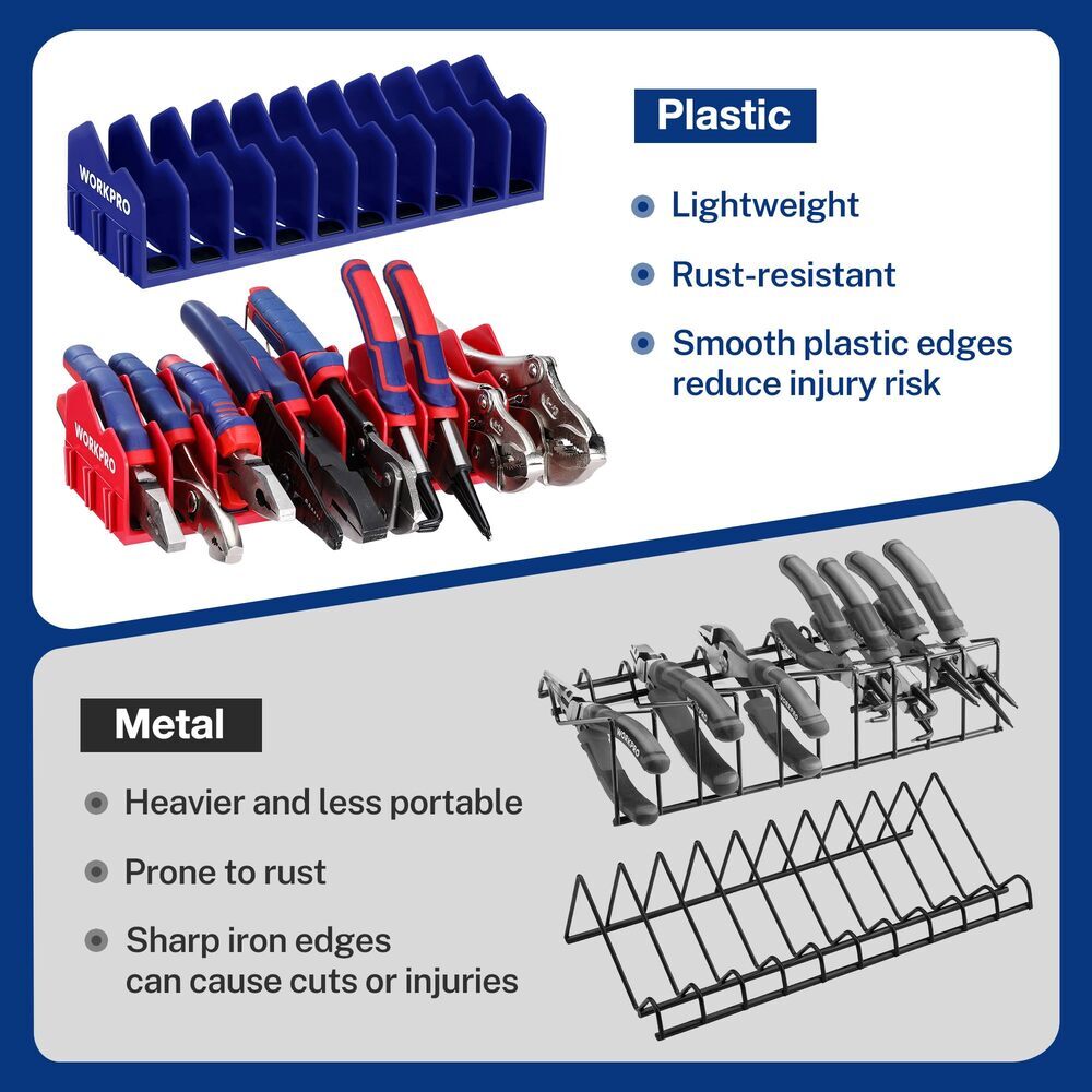 WORKPRO 2PC Plier Organizer Rack 20Slot Tool Box Organizer Tool Drawer Organizer
