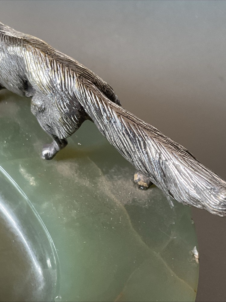 VINTAGE SILVER PLATED FOX FIGURE ON BASE.