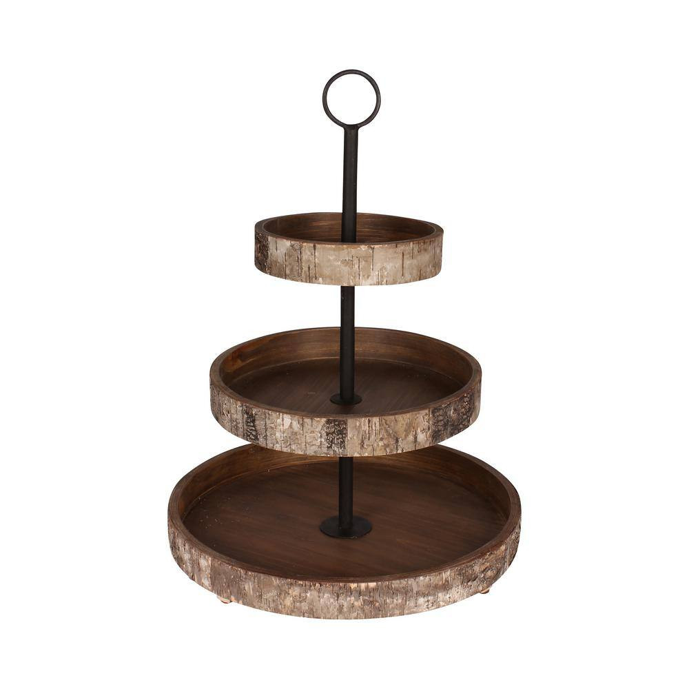 White Rustic Brown/Black Decorative Tray