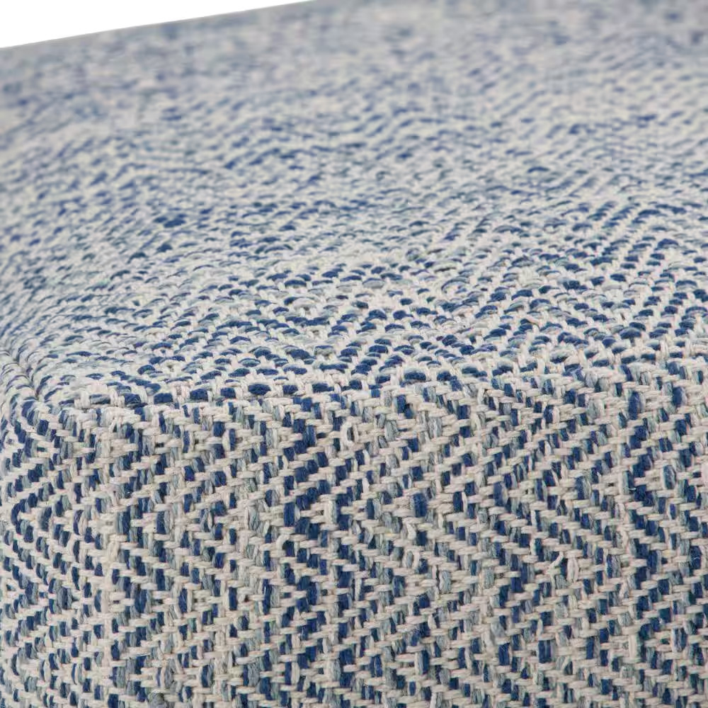 Nate Boho Square Pouf in Patterned Denim Melange Cotton