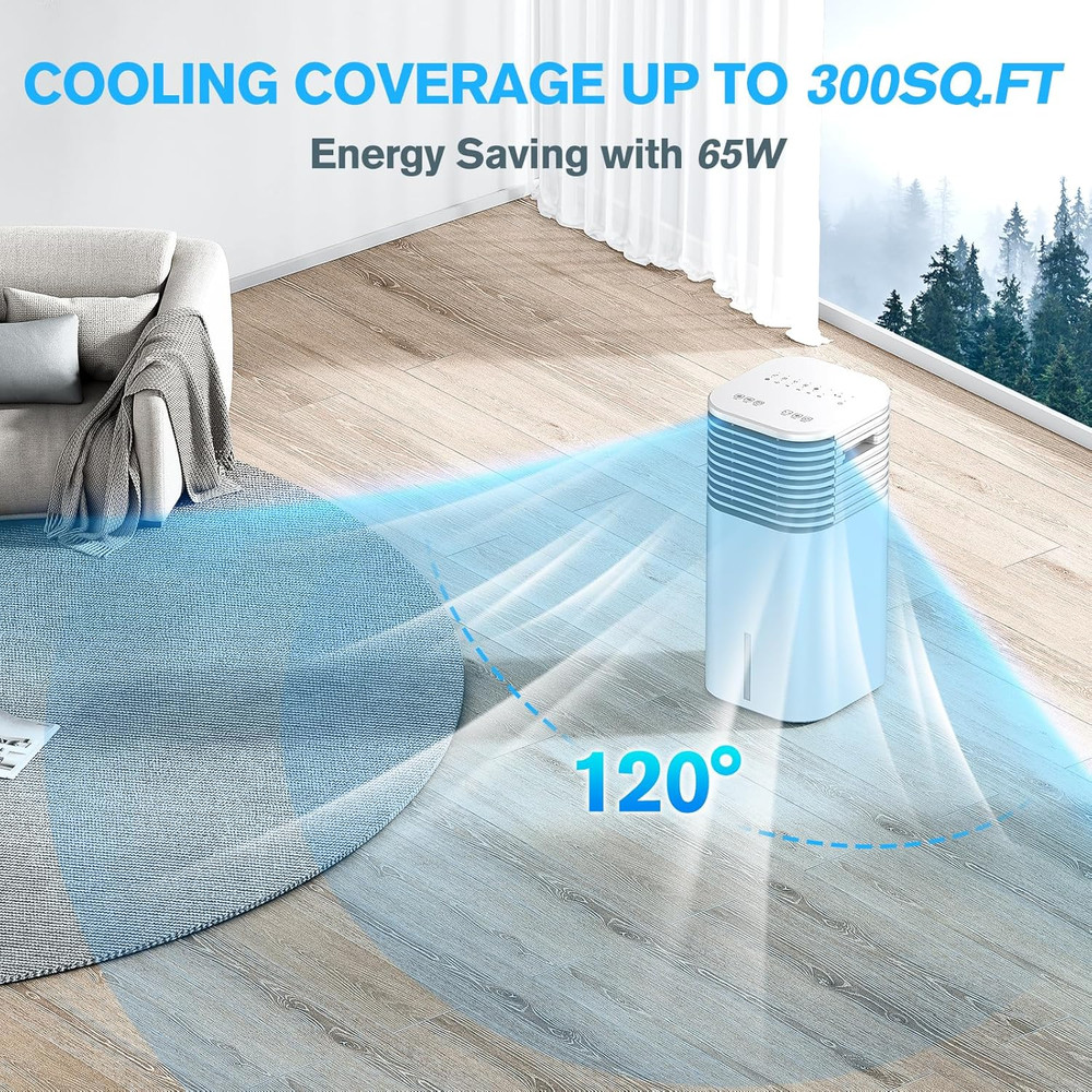 Ultra-Quiet 3-in-1 Portable Air Conditioner with Remote & 15H Timer - Ivory