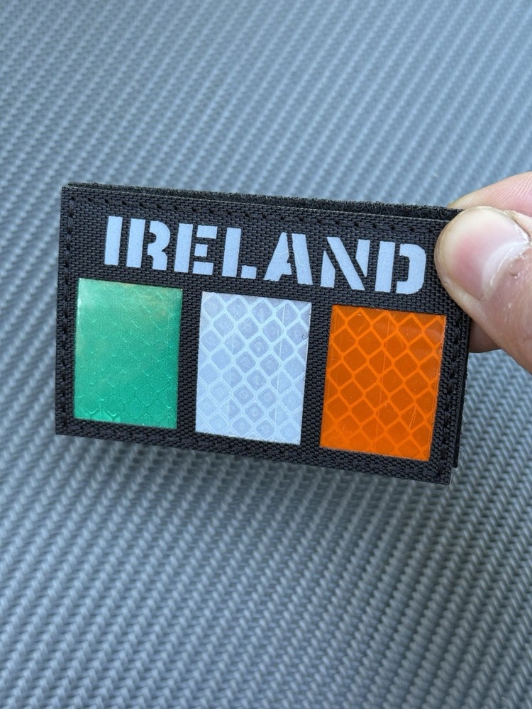 Ireland IR Reflective Tactical Flag Hook Loop Patch Color Black