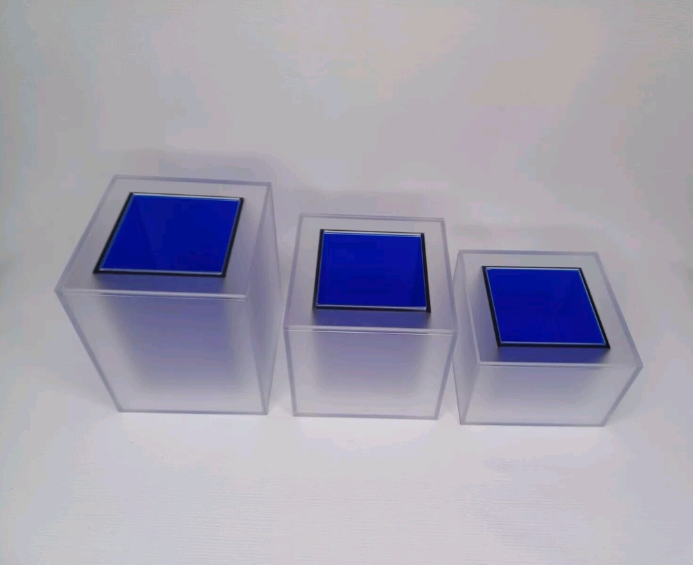 Square Blue Plastic Containers Set For Bathroom