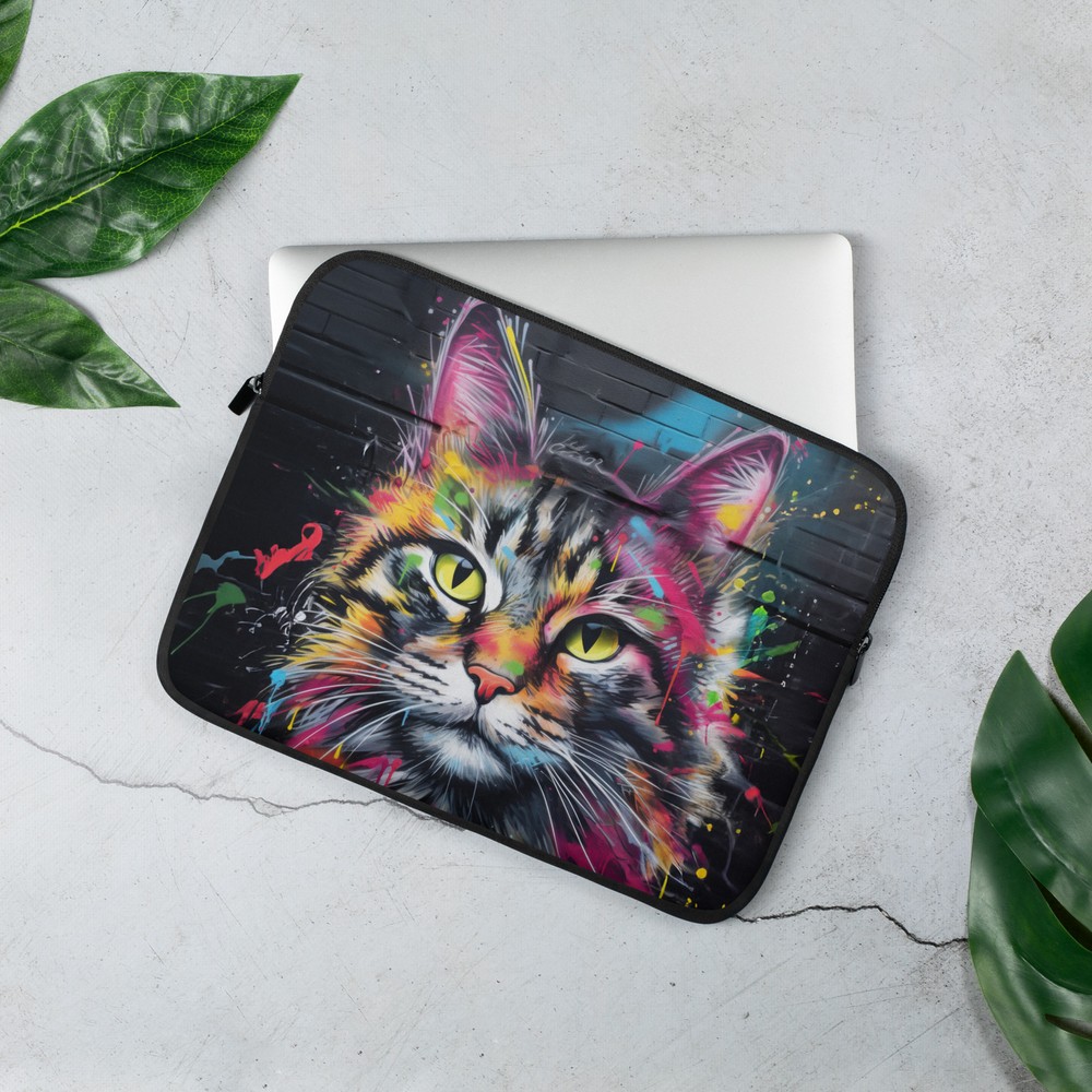Graffiti Cat Laptop Sleeve
