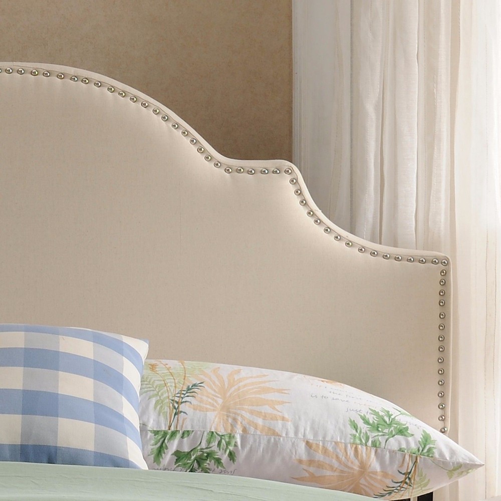 Gwenyth Studded Border Fabric Queen/Full Headboard