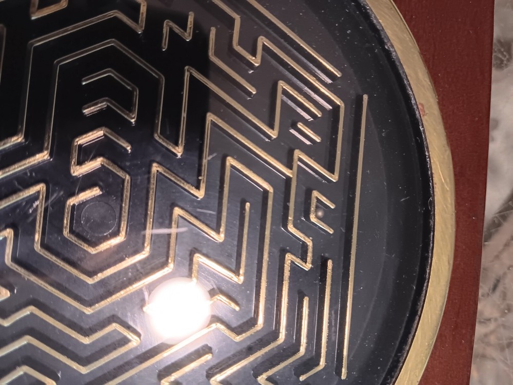 Mid Century Black & Brass Solid Wood Cube Flat Maze