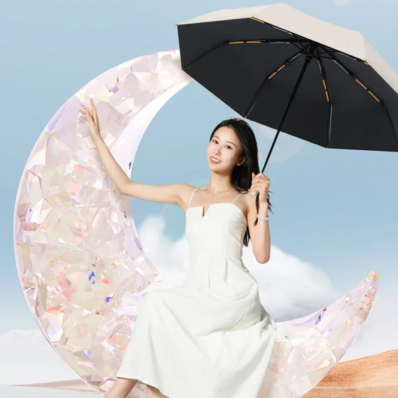 Fully Automatic Folding Umbrella 24 Bone Double Bone SPF 50 UV Protection Rain