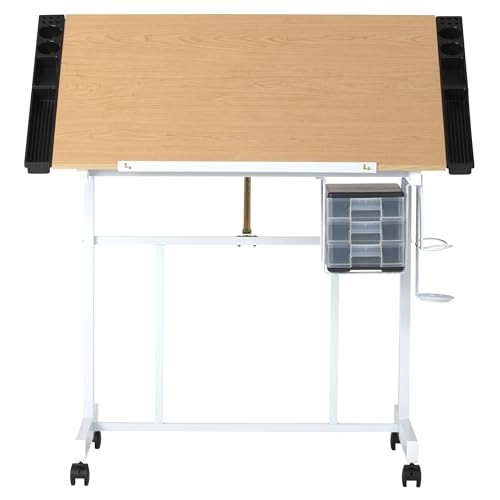 Studio Designs Craft Station, Top Adjustable Drafting Table White/Maple Deluxe