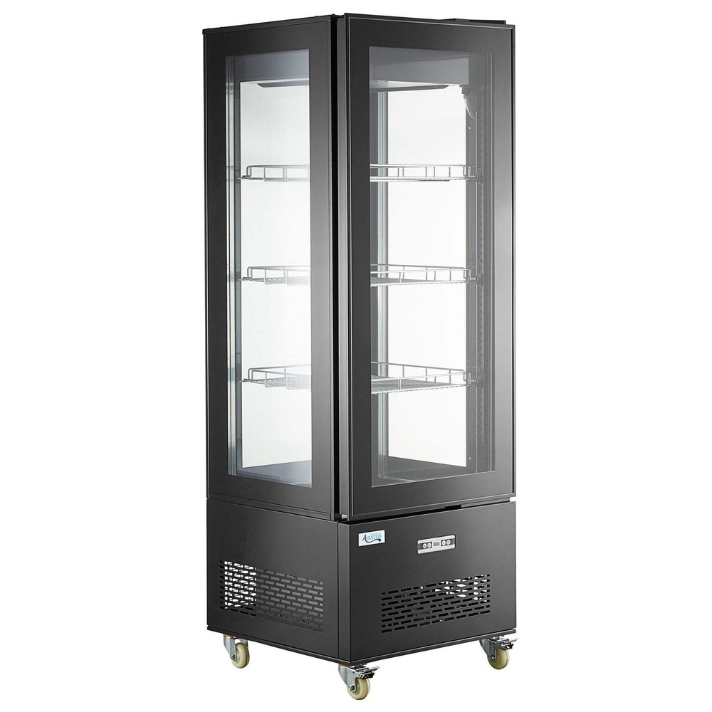 Black 4-Sided Glass Refrigerated Display Case