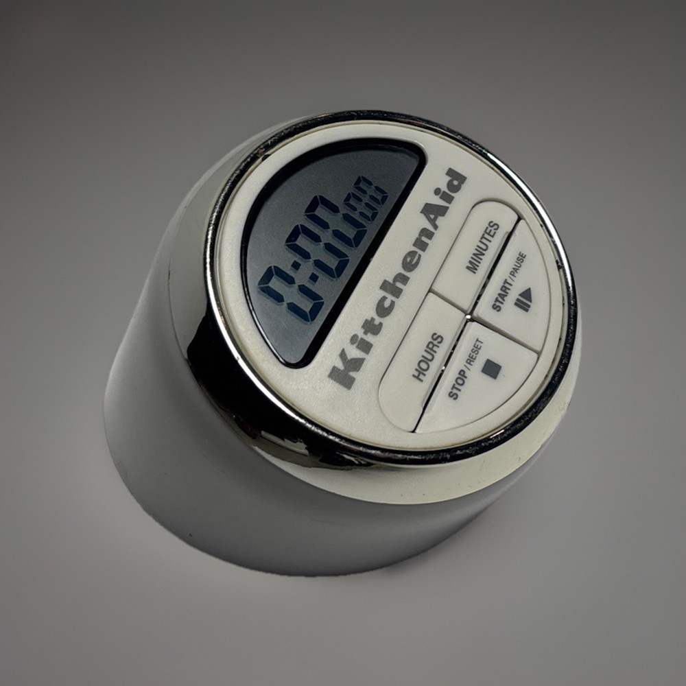 KitchenAid Digital Timer White and Chrome - TESTED & WORKS! Battery Operated