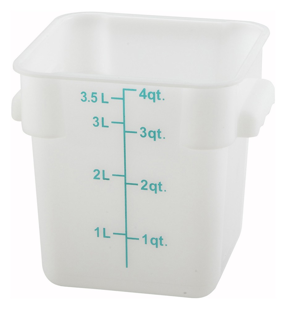 4qt Square Storage Container, Translucent, PP (12 Each)