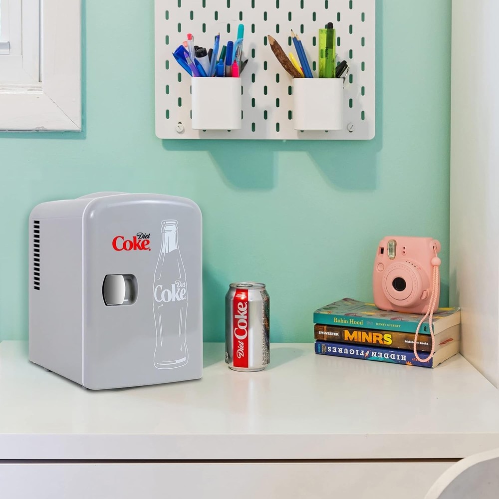 Chic Coca-Cola Mini Fridge: Cute Compact Beverage Storage - Silent Operation