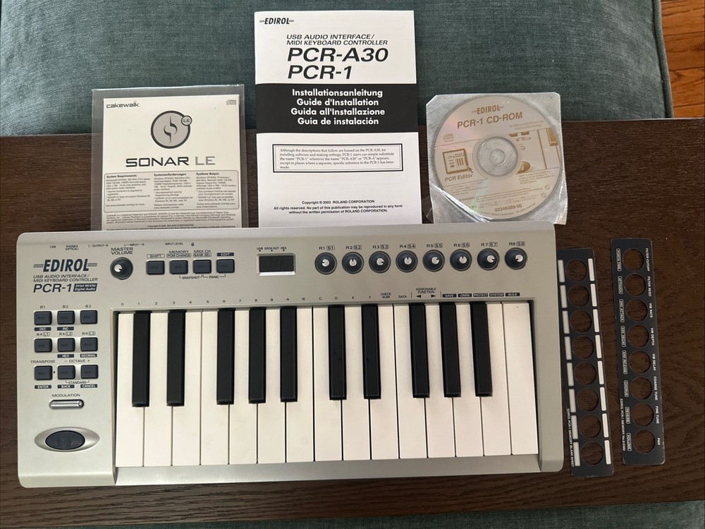 Edirol PCR-1 USB Audio Interface/ Midi Keyboard Controller Silver 24 Bit 96 kHz