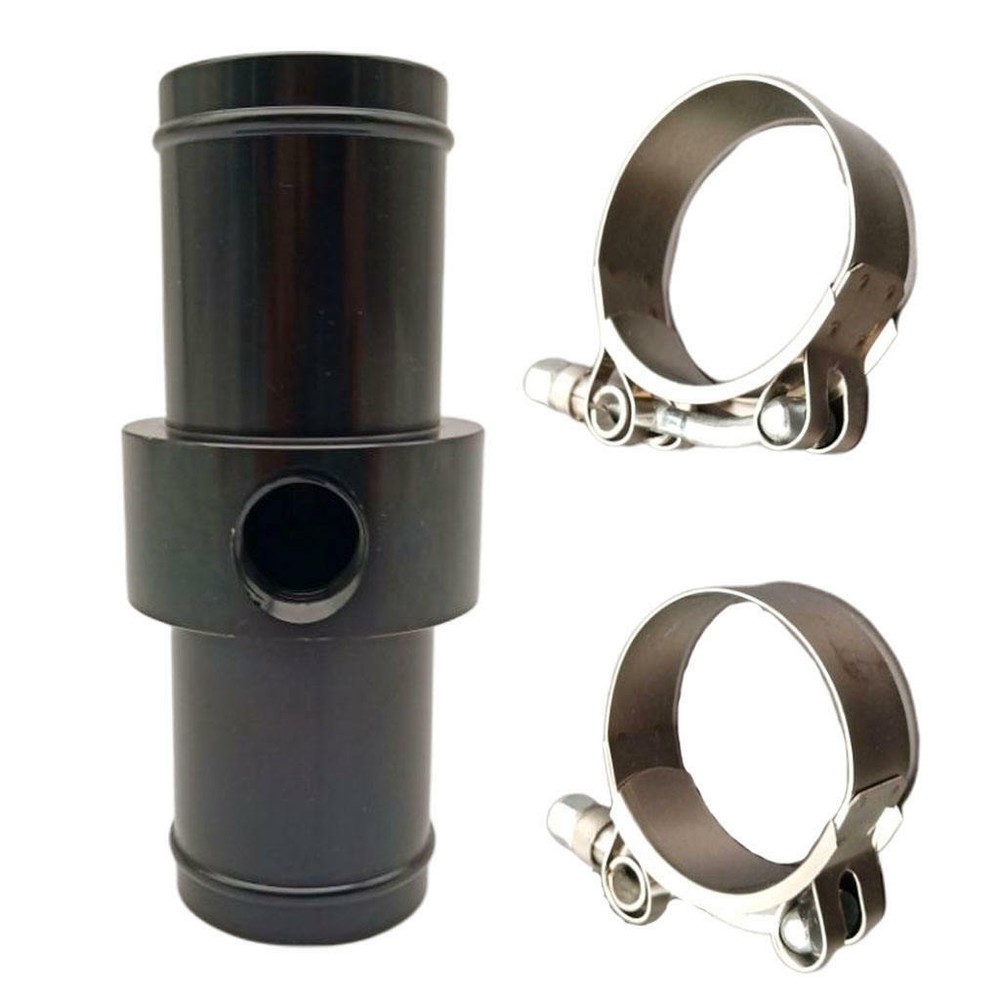 Black CNC Car Inline Radiator Hose Connector 3/8 NPT Temperature Sensor Adapter