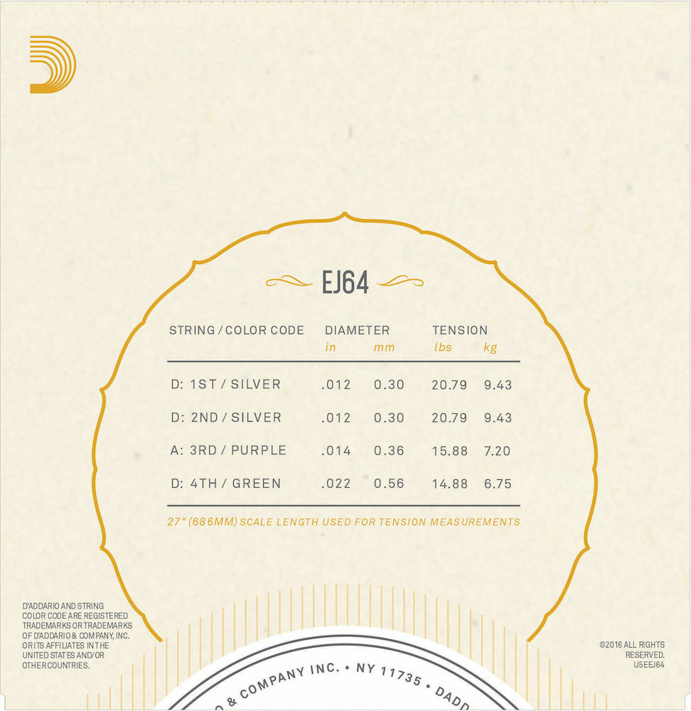 D'Addario EJ64 4-String Dulcimer Strings