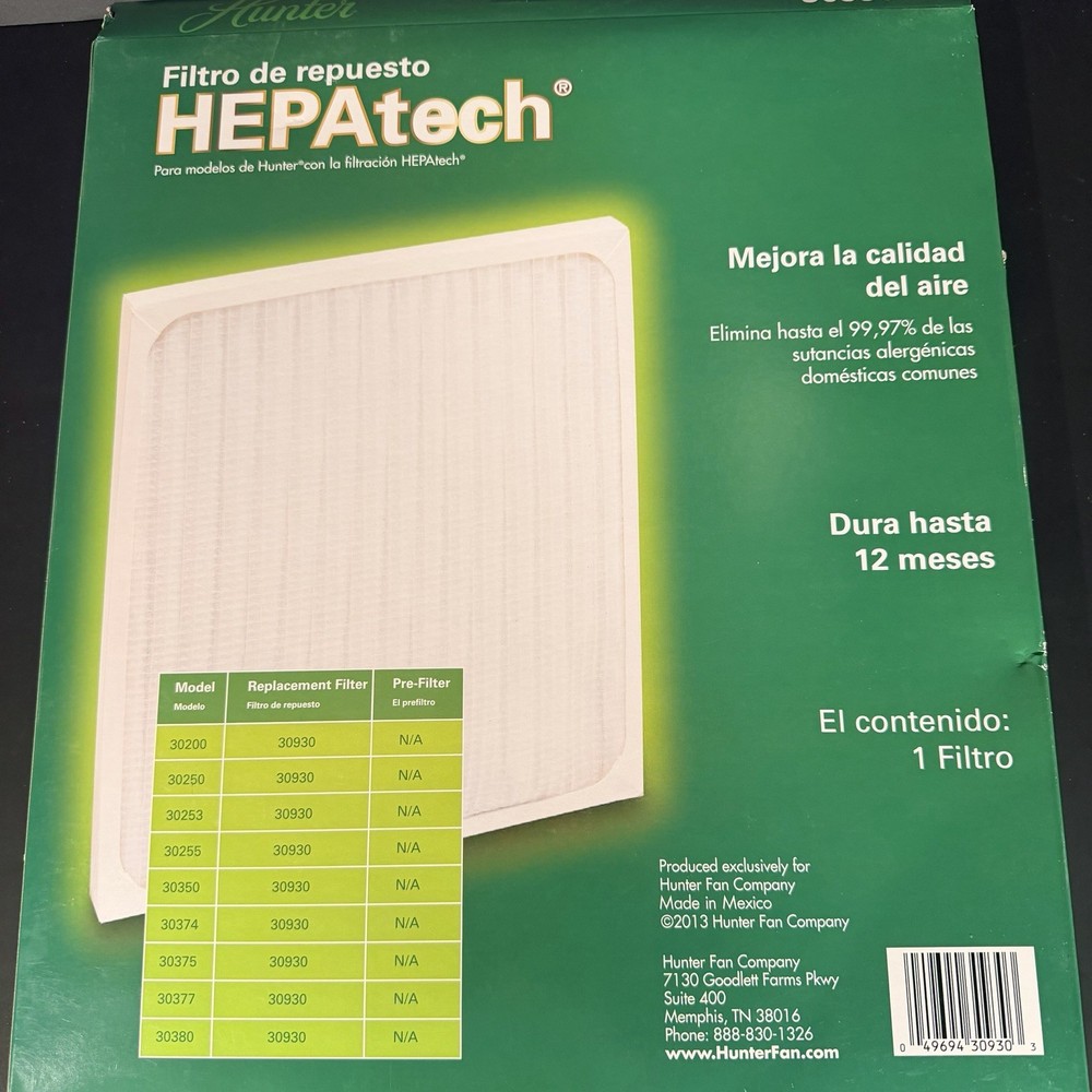 GENUINE Hunter HEPAtech Replacement Air Purifier Filter, Model 30930