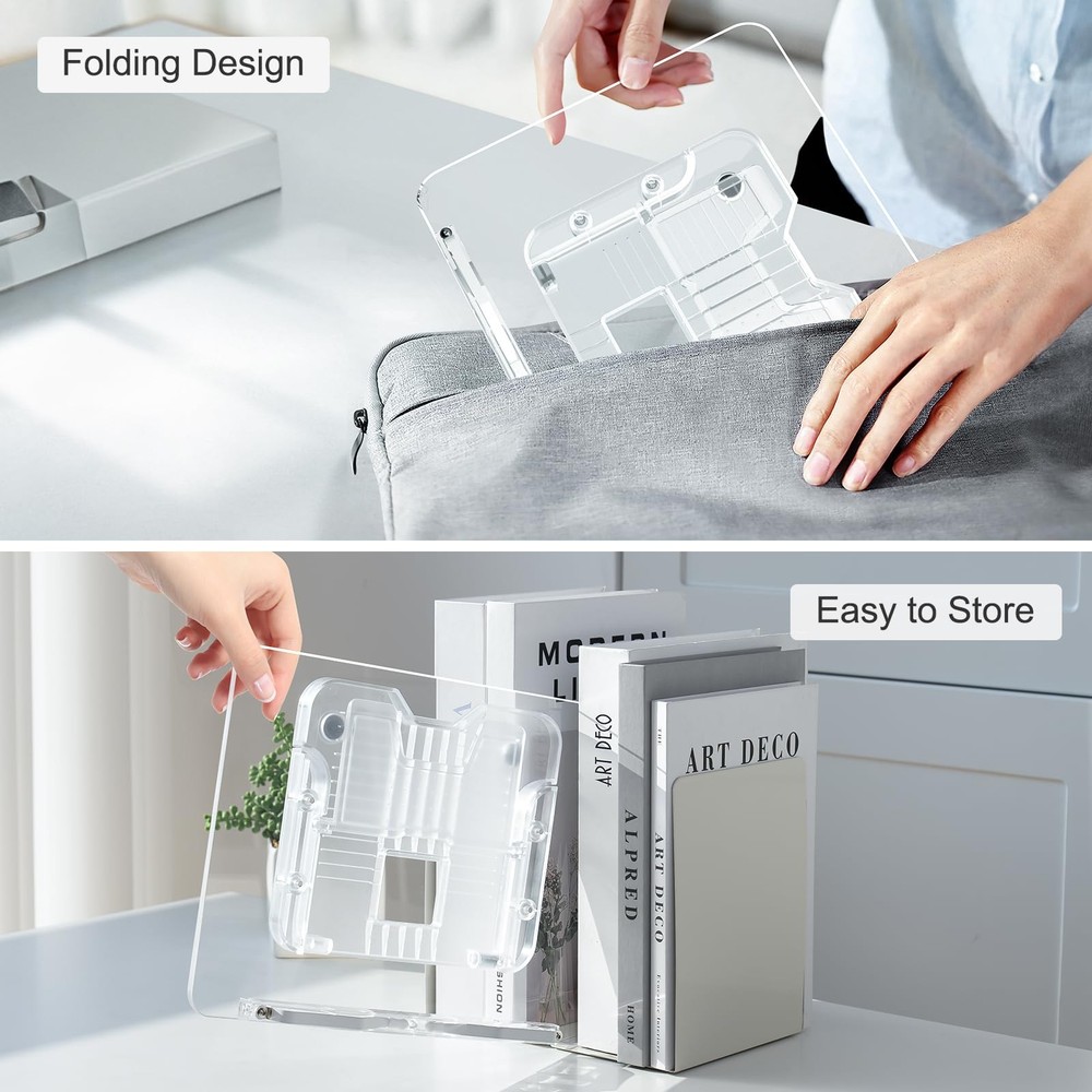 Acrylic Book Stand for Reading Portable Holder for Desk Angle Adjustable