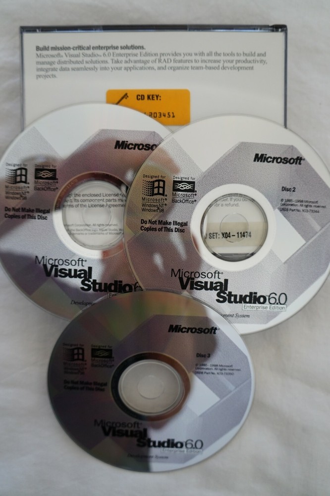 Microsoft Visual Studio 6.0 6 Enterprise FOXPRO C++ BASIC for Windows 98 to 11