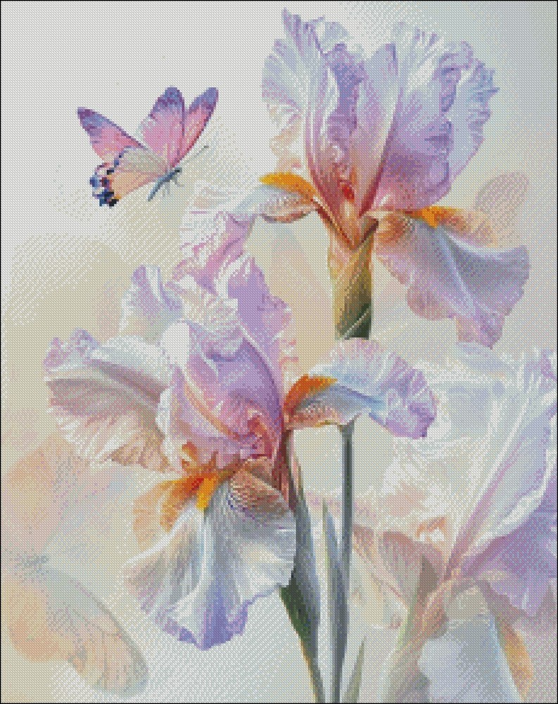 Ethereal Irises - DIY Chart Counted Cross Stitch Patterns Needlework DMC Color