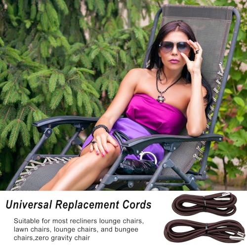4PCS Replacement Cord for Zero Gravity Chair, Universal Elastic Repair Brown