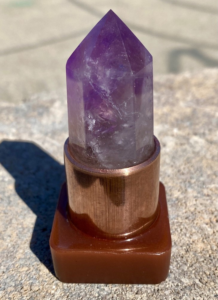 Orgone Mini Cloudbuster Set Amethyst Scepter Point Copper Pipe
