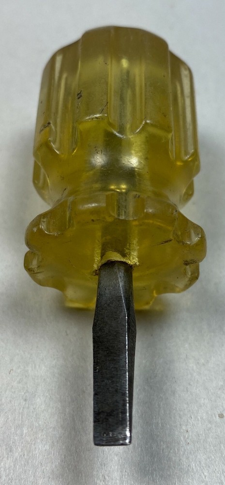 Vintage HP TOOL Slotted Flat Tip Clear Stubby Screwdriver Tool