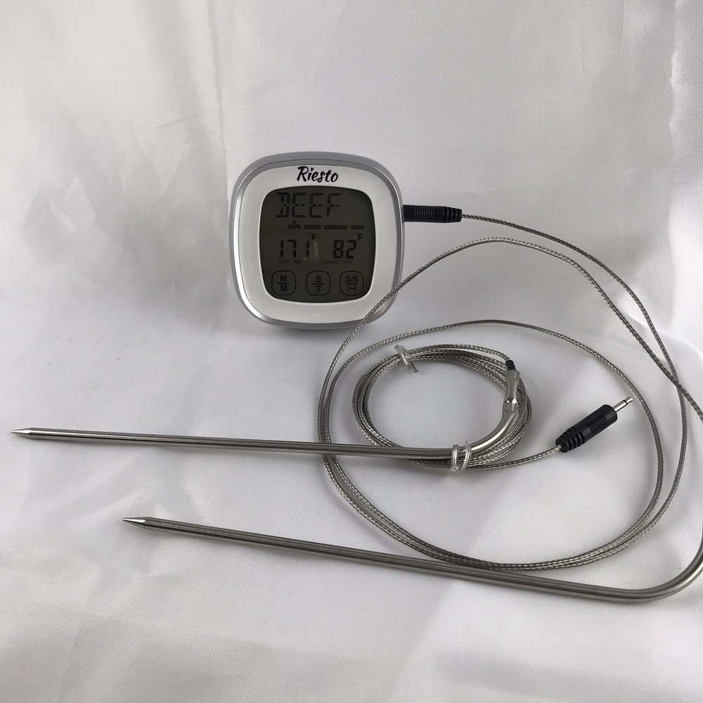 Riesto Touch Screen Thermometer and Timer With Extra Probe! Oven BBQ Grill