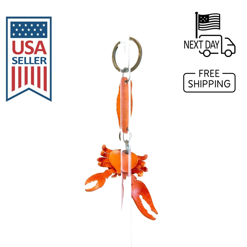 Crab Handmade Leather Keyring #1