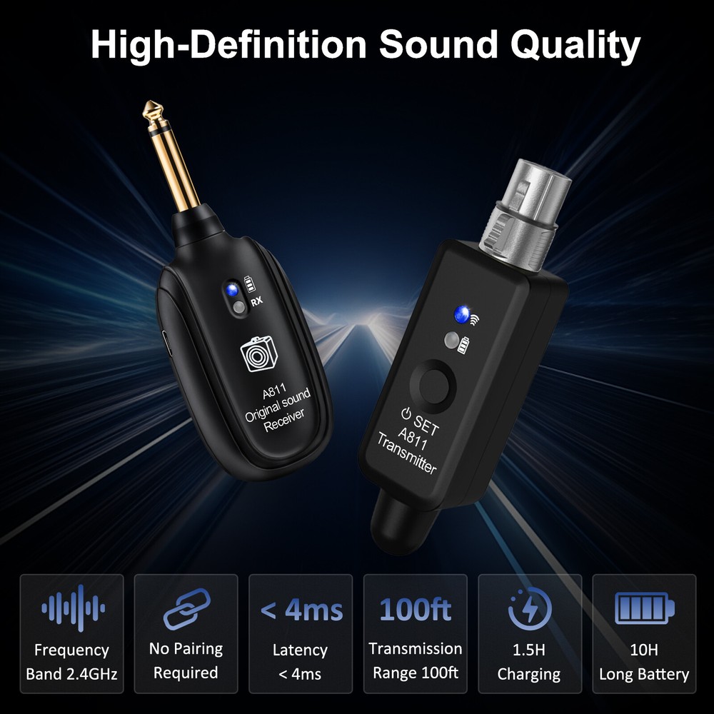 2.4GHz Wireless Microphone Converter XLR Transmitter Receiver Microphone System