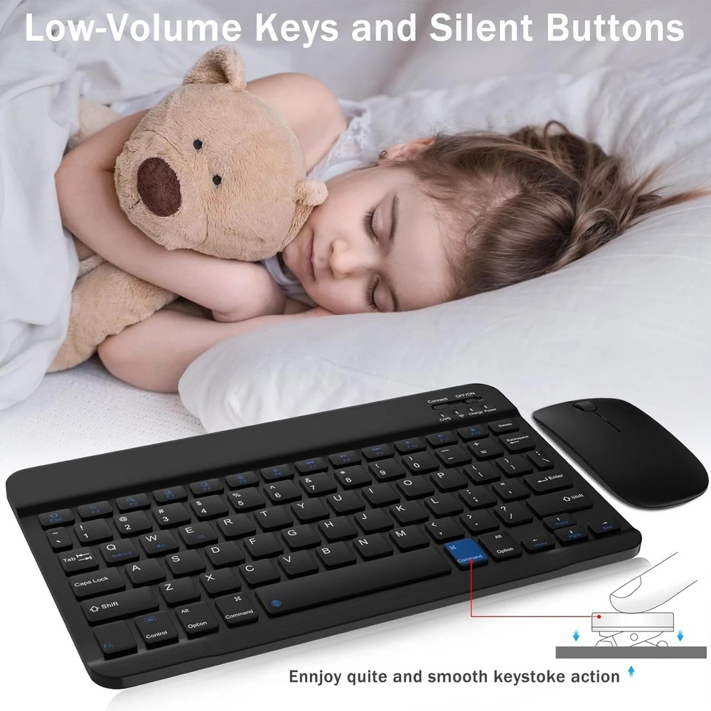 Rechargeable Bluetooth Keyboard and Mouse Combo Universal Ultra-Slim Wireless