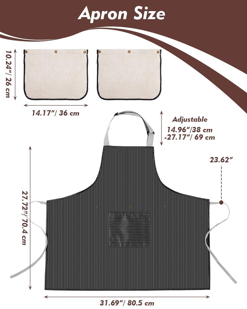 Aprons for With Pockets,Adjustable Kitchen Apron with 2 Interchangeable Towel...