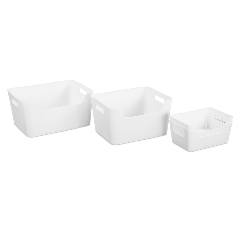 (6 pack) Mainstays Extra Large Easy Access Storage Bin, White