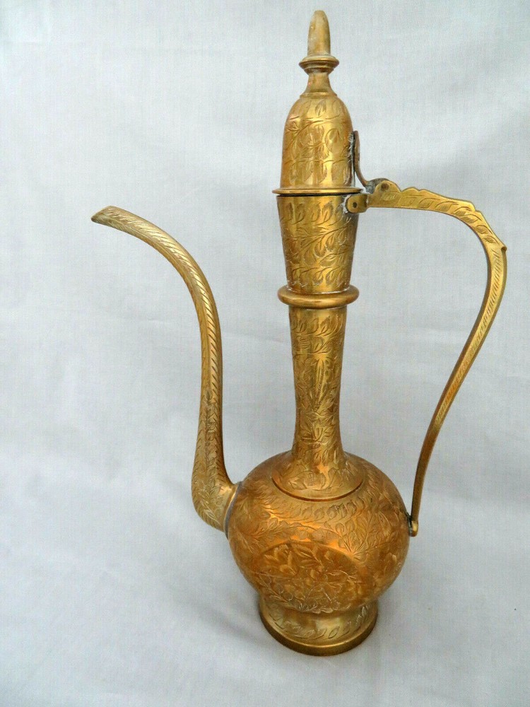 Solid Brass Islamic Arabic Dallah Turkish Tea Coffee Pot 13"