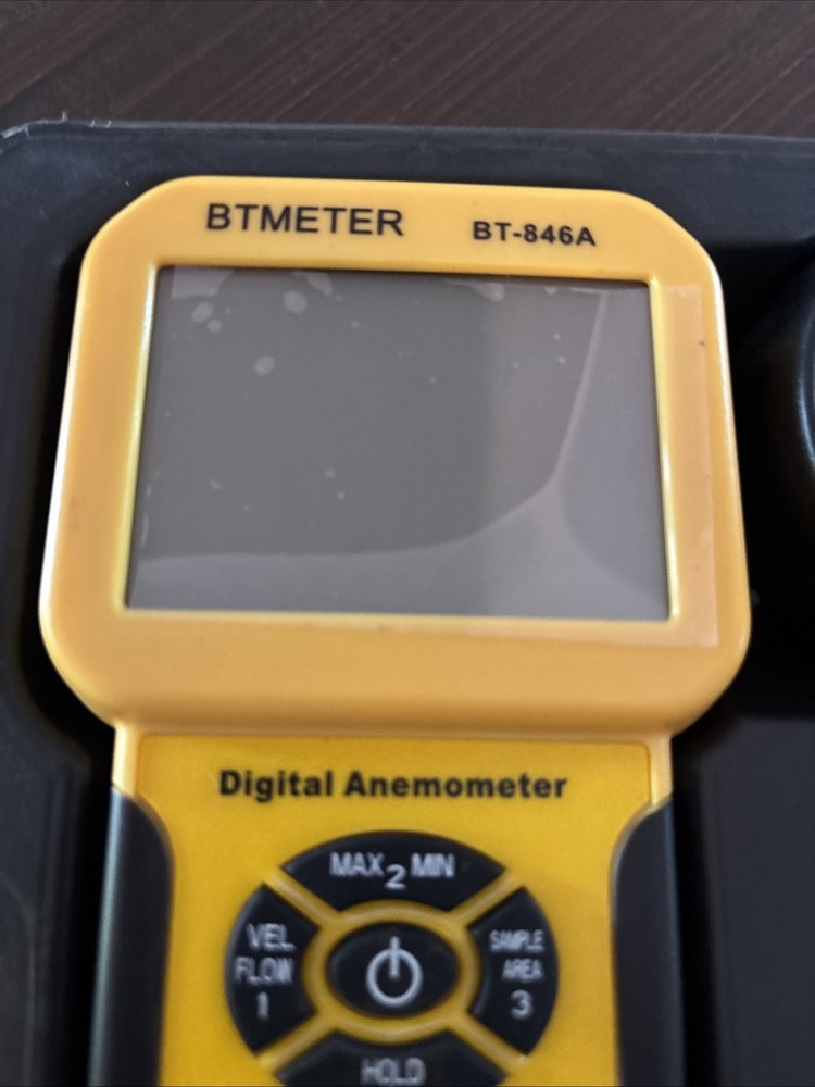 Compact BT-846A Air Flow Meter - Measures Wind Speed, Temp & CFM with Backlight