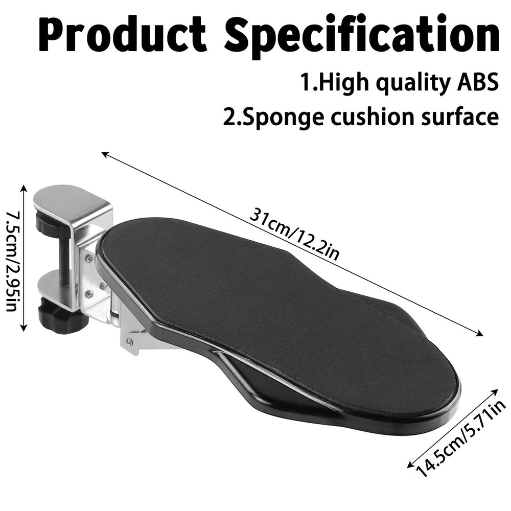 Ergonomic Foldable Elbow Rest for Computer Desk Adjustable Rotating Desk Exte...