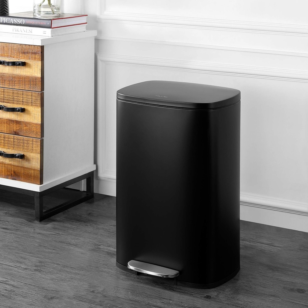 happimess HPM1006B Connor Rectangular 13-Gallon Garbage Can with Soft-Close L...