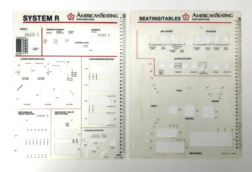 American Seating Interior Systems Group Architectural Drafting Templates Set