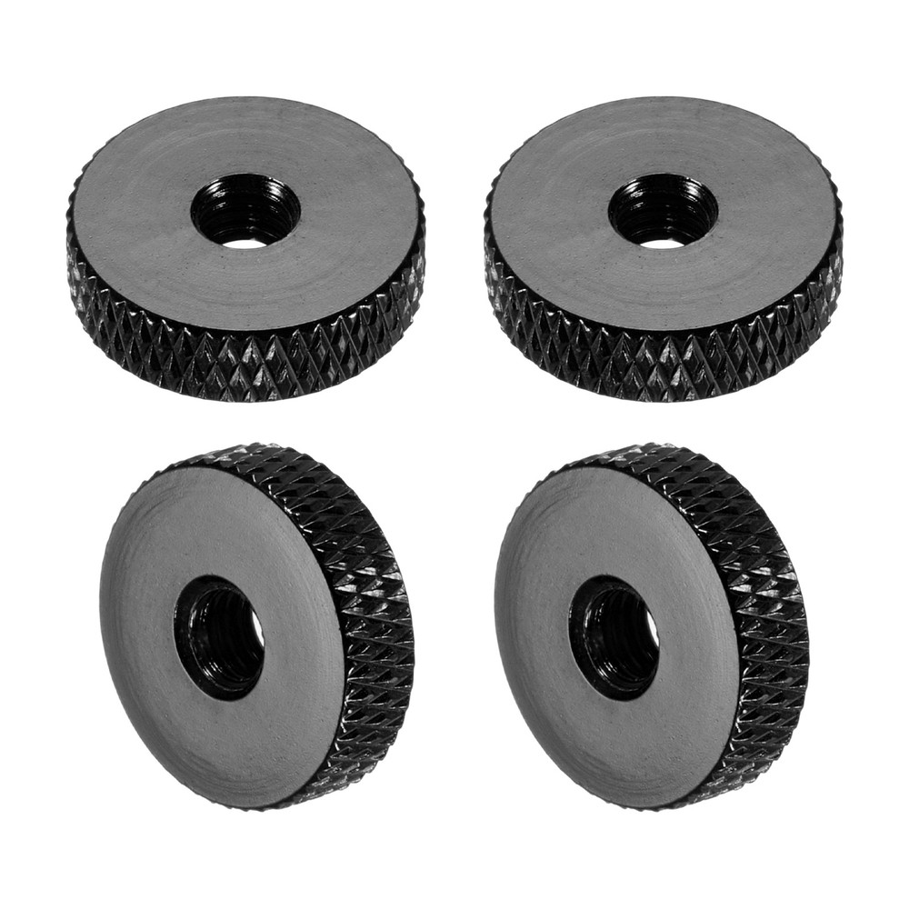 4Pcs M4x14mmx4mm Knurled Thumb Nuts, Black