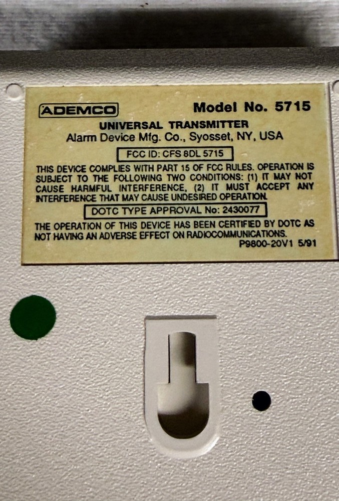 NOS Ademco 5715 Wireless Universal Transmitter -White