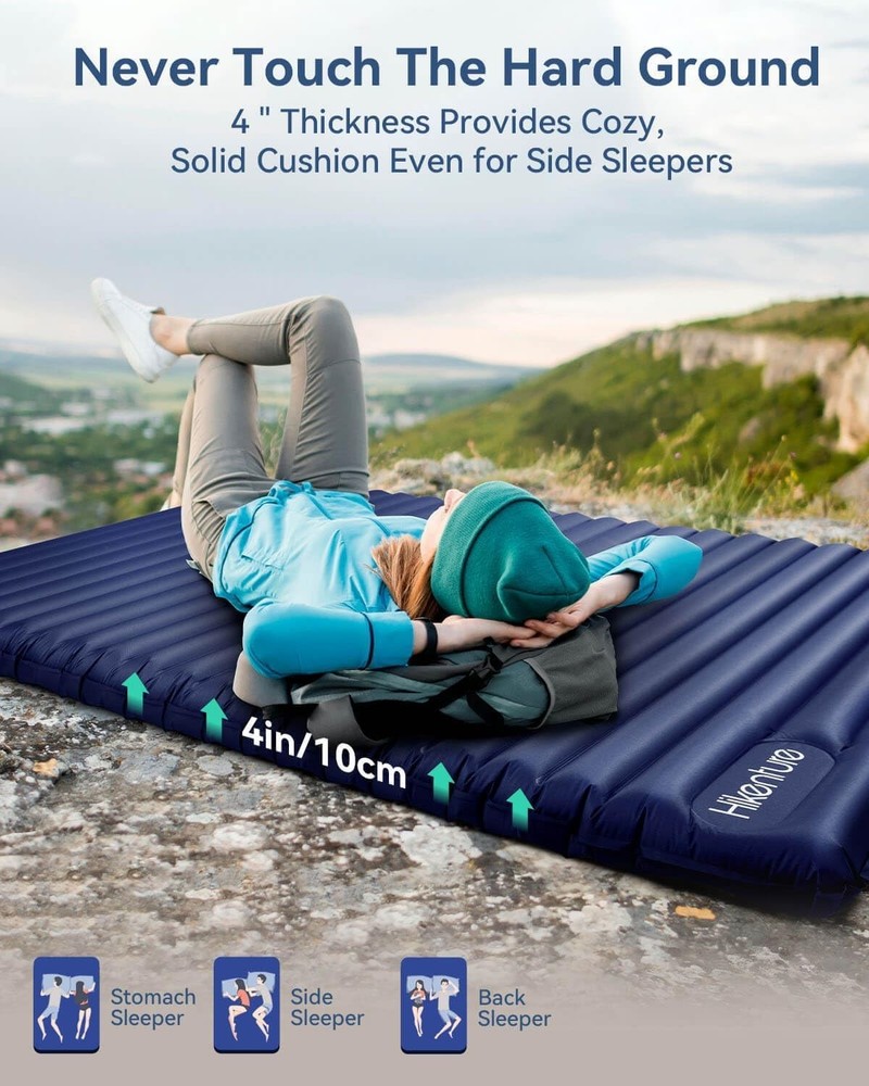 Compact 4'' Ultralight Sleeping Pad for Easy Backpacking with 2-Person Capacity