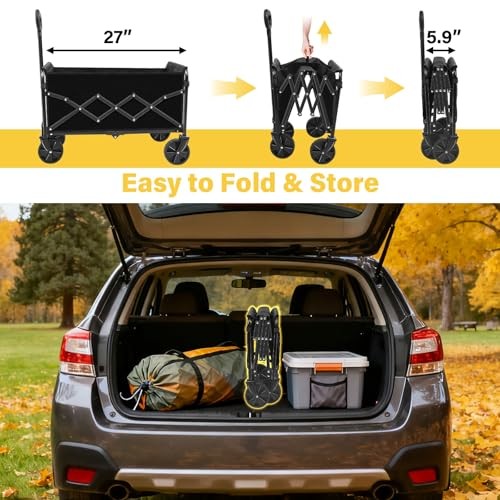 Foldable Collapsible Wagons Carts with Wheels — Folding Utility Wagon Graphite