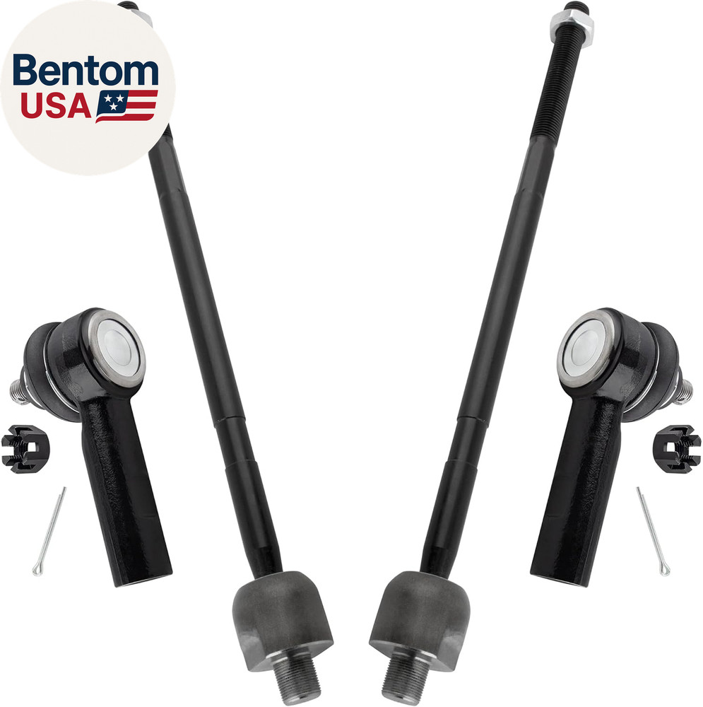 4Pcs Front Inner & Outer Tie Rod End Link Driver & Passenger Side Suspension Kit